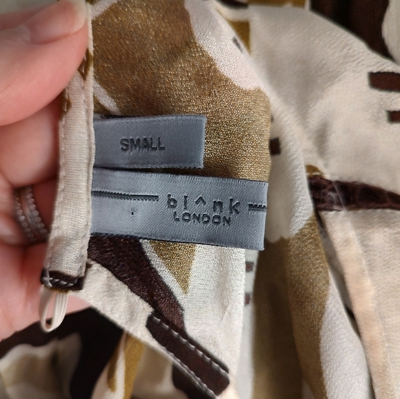 Anthropologie Bl^nk Miranda Peasant Blouse Brown Cream Small - Picture 12 of 13